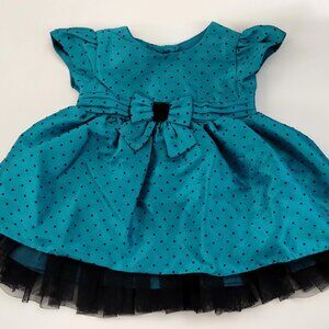 Fancy Teal Polka dot Fancy Dress  / Size 0-3 M